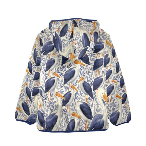 Birds Pattern Print Design Toddler Fleece Jacket Girl Boys Hooded Fleece Jacket Coat Warm Outwear Zip-up 3-10T2