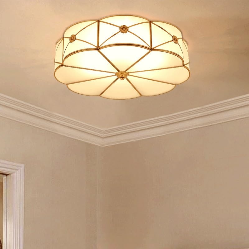 Luminaire de plafond en cuivre et verre soufflé luxe pour chambre