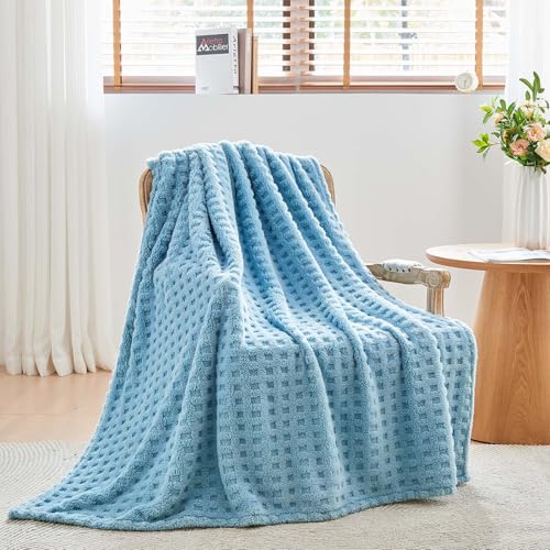 Wajade Kuscheldecke Flauschig Kunstfelldecke Decke Sofa Waffel Sofaüberwurf warm Sofadecke Comfort Couchdecke weiche Wohndecke für Couch und Bett...