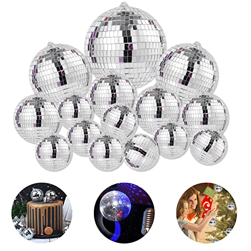 Boule a Facette 15Pcs Boule à Facettes, Boules Disco Argentées Boules à Facettes Boule Facette, Boule a Facette Disco Boule Disco Disco Miroir, pour Mariage Maison Fête Anniversaire Décoration