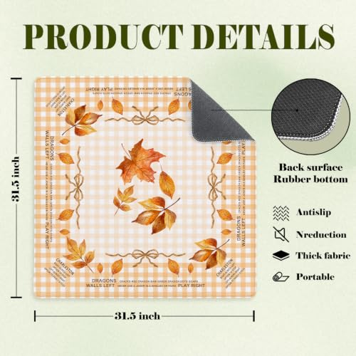KAOWT Orange Fall Leaves American Mahjong Mat 31.5x31.5 Inch, Striped Non-Slip and Noise Reduction Mah Jong Table Mat Cover Gifts for Mahjong Lovers Poker Board Games Dominoes by KAOWT - Used condition - Image 5