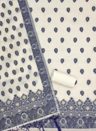 Image of Handloom Banarasi Cotton Unstitched Salwar Suit with Dupatta, 50 Inch Length, Women's Unstitched Salwar Suit Dress Material with Dupatta, Unstitched Salwar Suit Set