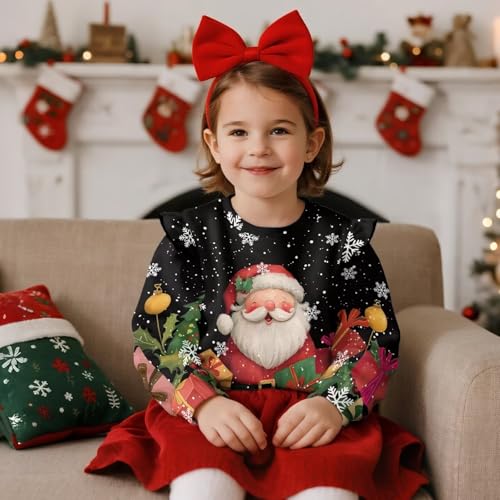 Uourmeti Ruffle Long Sleeve Athletic Shirts for Toddler Girls Sweatshirts Crewneck Tee Tops3