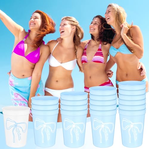 Image of Yungyan 24 Pack Bachelorette Party Plastic Cups Bulk 16oz, Bow