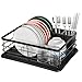 BRIAN & DANY Abtropfgestell, Geschirrabtropfgestell mit Besteckkorb und Abtropfschale, 39 x 28 x 14.5 cm, Schwarz
