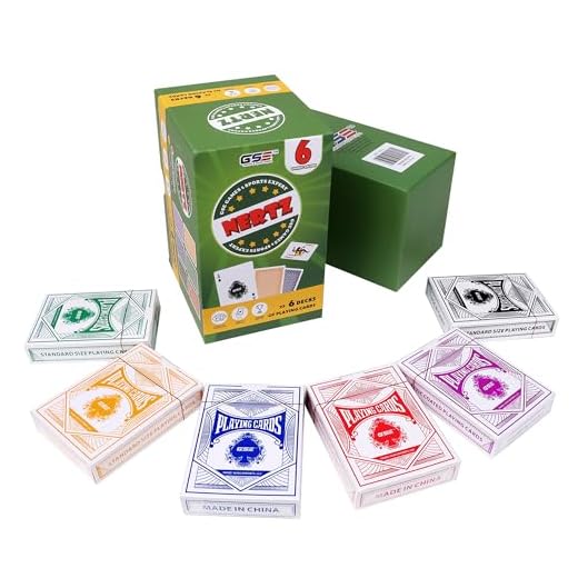 GSE Games & Sports Expert 6-Deck Nertz Card Game, Standard Playing Cards Bulk with 6 Unique Colors, Multiplayer Solitaire Cards Compatible with Poker, Blackjack, Rummy, Go Fish, Bridge