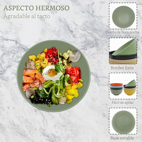 Miniatura 3 de Alwaiiz Cuencos Para Cereales, 8 Piezas Ligeros Y Resistentes A Caídas, Cuencos Para Sopa, Cuencos Para Cereales, Cuencos De Plástico Para Cereales, Ensaladas, Pasta, Pícnic, Hogar, Adultos, Niños 8