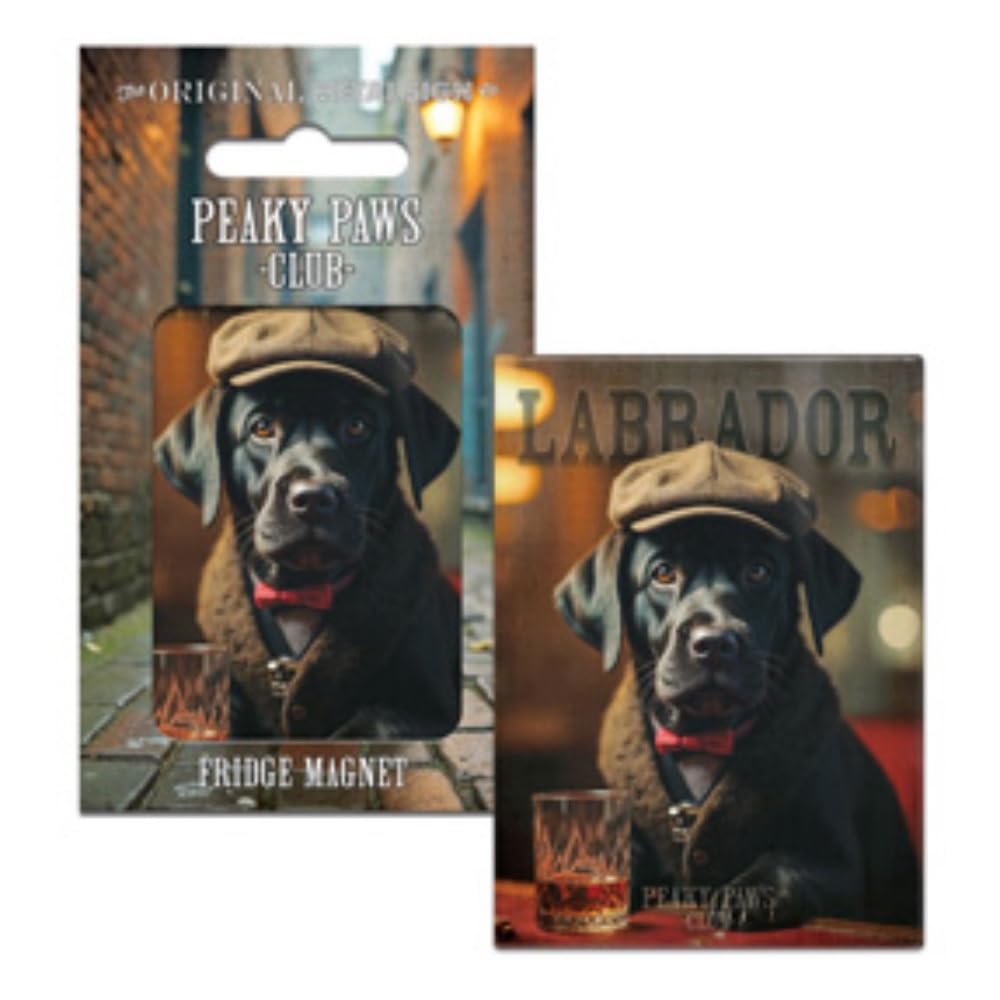 The Original Metal Sign Labrador, Black Fridge Magnet (65 X 90 Mm) - Peaky Paws Club - Black Labrador