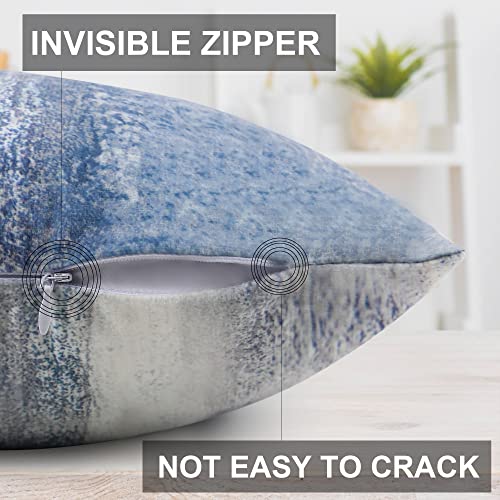 Balaena Blue And Grey Decorative Throw Pillow Covers Aqua Gray Navy Blue Abstract Art Painting 18X18 Inch Modern Cushion Cover 4 Pcs Accent Pillowcase For Sofa Couch Bed Living Room Outdoor Home Décor #TOP5