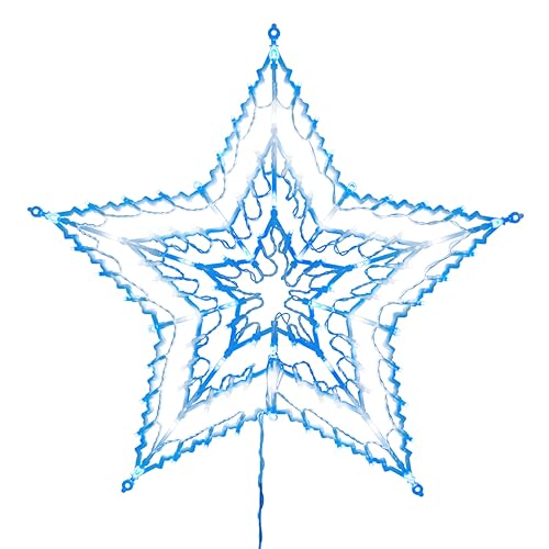 The Christmas Workshop 80640 Blue & White Star Christmas Light / 35 LED Lights / Indoor Or Outdoor Mains Operated Christmas Decorations / 54cm x 54cm x 1.5cm
