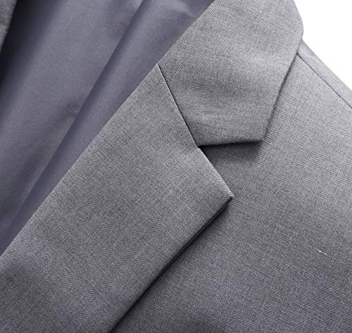 UNINUKOO Mens Suits 3 Piece Classic Fit Wedding Guest Outfit Suit Jacket Pants with Vest US Size 34 LightGrey 4 Buttons Vest2
