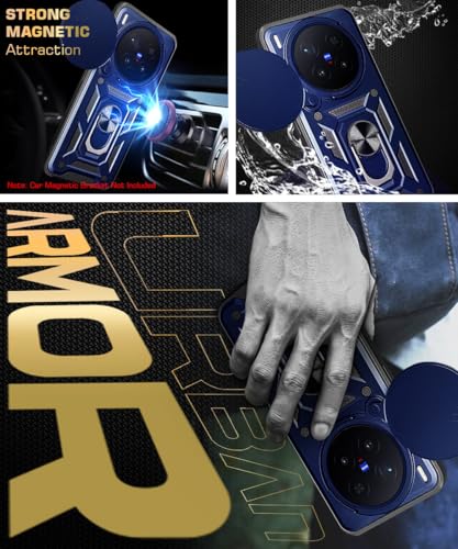 Image of WOW IMAGINE Tough Armor Bumper Mobile Back Case for Vivo X300 Pro 5G | Sliding Camera Cover | Shock Proof 360 Protection | Hybrid PC + TPU | Ring Holder with Kickstand - Blue