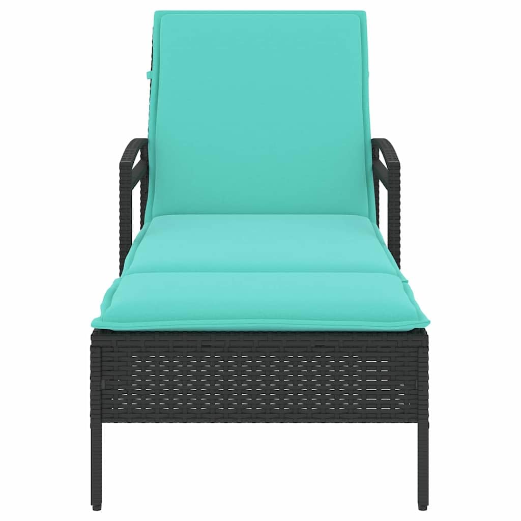Tumbona con cojín (63 x 200 x 81 cm, resina trenzada (Estados Unidos), chaise longue de jardín, respaldo ajustable en 3 posiciones, baño de sol, muebles para terraza