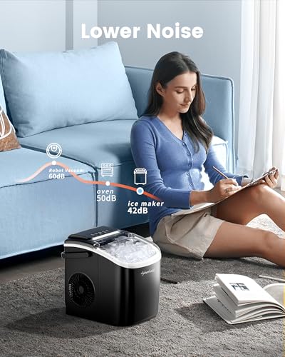 Image of CyberChill Countertop Ice Maker, Portable Ice Machine with Handle, 6 Mins Fast Ice, 26 lbs /Day, Self-Cleaning with Ice Basket & Scoop, for Home, Kitchen, RV, Camping
