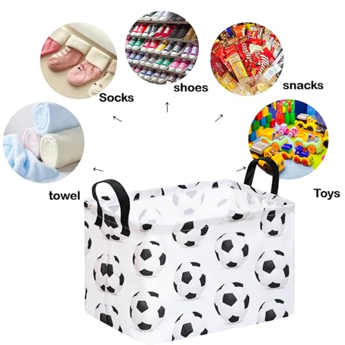 Image of Rectangle Soccer Football Storage Basket | Gift Storage, Home Shelf Organizer Box, Clothes Laundry Hamper, Nursery Basket, With Handles