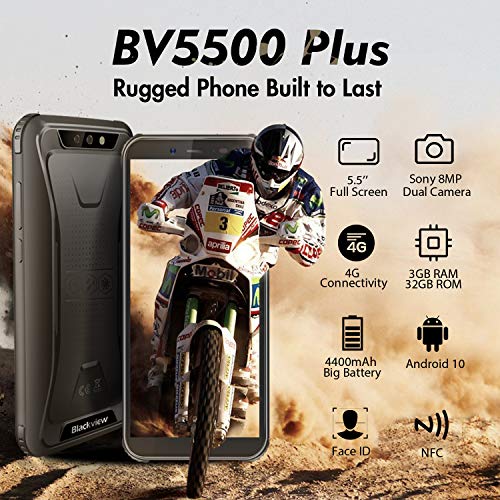 Rugged-Unlocked-Cell-Phones-Blackview-BV5500-Plus-4G-Smartphones-IP68-Waterproof-Drop-Proof-55-3GB16GB-Dual-SIM-Quad-Core-Android-9-4400mAh-Battery-and-Face-ID-Mobile-Phones-Black
