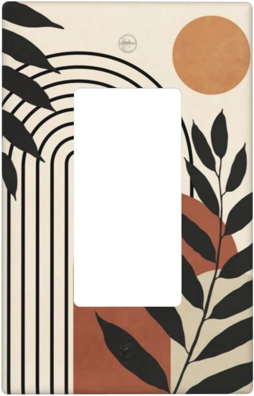 Abstract Mid Century Single Duplex Light Switch Plate Cover Decor Outlet Wall Plate Cover For Home Bedroom Kitchen Decorative 4.5 * 2.76 Inches Standard Size