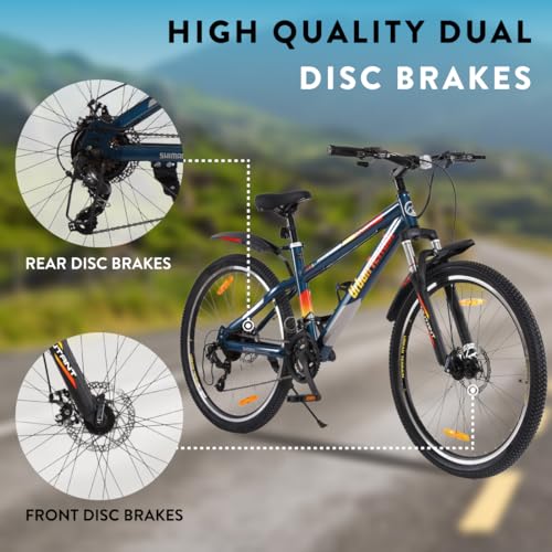 Image of Urban Terrain Mutant 27.5 inch Cycle /Bicycle Steel MTB (21 Speed) Gear Bicycle for Men /Boys with Front Suspension & Dual Disc Brake Mountain Bike | Ideal for 15+ Years, Frame Size : 17 inch (Blue)