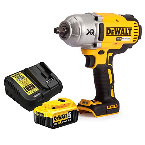 DEWALT DCF899N 18V High Torque Brushless Impact Wrench with 1 x 5.0Ah Battery & Charger