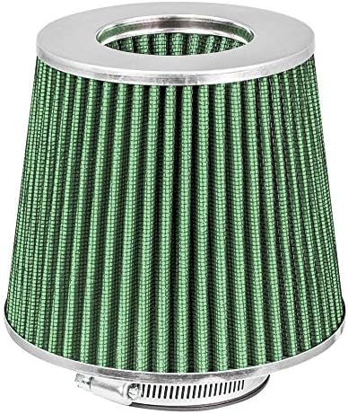Mortar Aftermarket Auto Air Filter Replacement - Car Enthusiast Class Universal Cold Air Intake Gulps in More Air for More Engine Power & Passionate Induction Sound, 2.75 In, Green