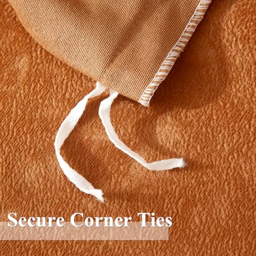 Ivellow Velvet Duvet Cover Queen Set Burnt Orange Queen Comforter Cover 3Pcs Ultra Soft Breathable Solid Luxury Flannel Velour Duvet Cover Zipper Closure Corner Tie