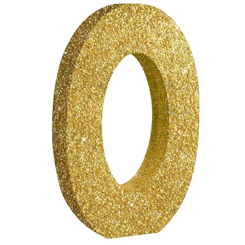 Image of TONIFUL 7.8 Inch Gold Glitter Number 0 Wooden Table Centerpieces Birthday Party Decorations,Shining Golden Digital 0 for Birthday Decorations,New Year,Graduation Decoration,Anniversary,Prop (1 Pack)