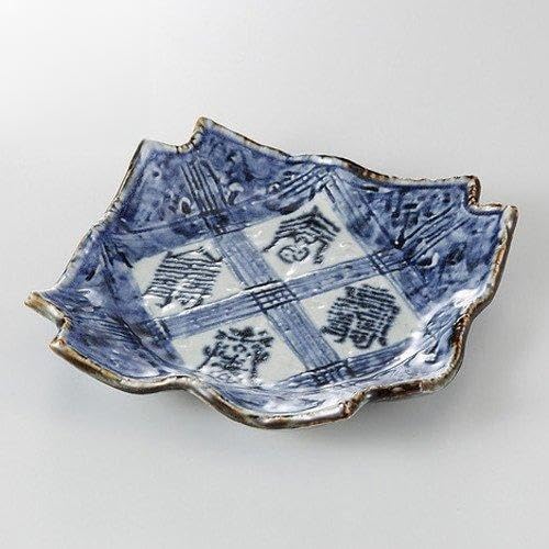 セトモノホンポ(Setomonohonpo) Set of 3 Kuresu Chinese Poetry, Corner Square Plate, 7.6 x 1.6 inches (19.3 x 4 cm), 18.1 oz (510 g), Appetizer Plate, Japanese Tableware, Restaurants, Commercial Use,