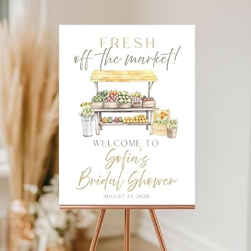 Personalized Fresh Off The Market Bridal Shower Welcome Sign, Farmers