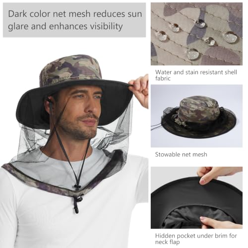 Image of BASSDASH Unisex UPF 50+ Mosquito Net Hat with Neck Flap FH17