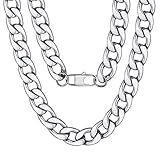 Mens Stainless Steel Necklace Large Heavy Silver Color 15MM 18inches Curb Chain Link Necklace Rapper Jewelry