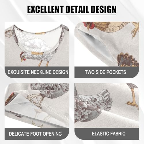 Short-Sleeved Pajamas Cute Chickens Hen Animals Pj Sets Sleepwear Clothes Sets Poultry Pajamas Summer Short Set 10Y4