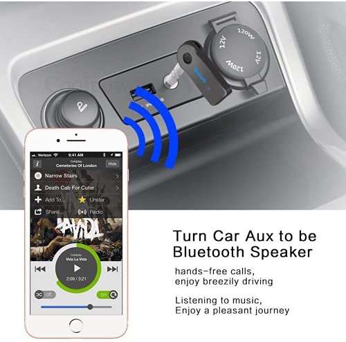 Mini Bluetooth Receiver for Google Pixel 2 - Wireless to 3.5mm Jack Hands-Free Car Kit 3.5mm Audio Jack w/LED Button Indicator for Audio Stereo System Headphone Speaker