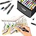 AnyMark Alcohol Markers, 80 Colors Dual Tip Art Coloring Markers Set for Adult Book Drawing Sketching Painting, Chisel & Fine, Black Penholder