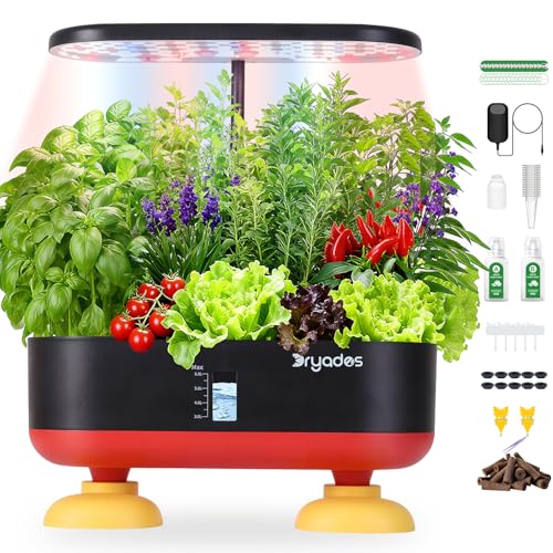 DRYADES Kit de culture hydroponique 16 gousses, jardin d'herbes aromatiques intelligent avec lumière de croissance LED 24 W à spectre complet pour la...