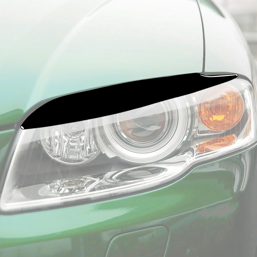 Riloer Embellecedores para cejas y párpados compatible con Audi A4 B7 S4 2006-2007, plástico negro brillante, 430 x 37 mm, 2 unidades