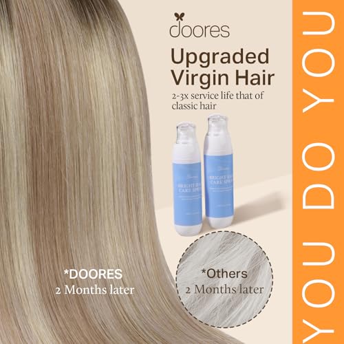 Image of DOORES Clip in Hair Extensions Human Hair, Ash Brown to Dirty Blonde Balayage Platinum Blonde 120g 7pcs 20 Inch, Remy Human Hair Extensions Clip in Straight Natural Weft
