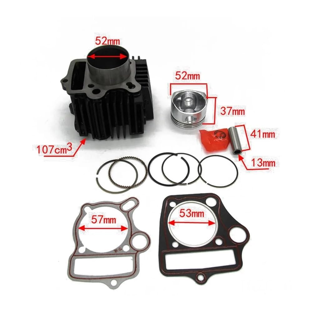 Zylinderblock mit Zylinderkopfdichtung Kolbensatz 52mm for 110cc ATV