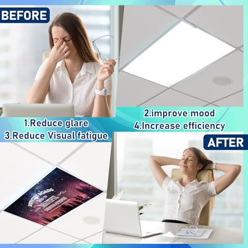 Image of VIHOSE 4 Pcs Fluorescent Light Covers for Ceiling Lights 4 x 2 ft Motivational Magnetic Light Covers Inspirational Classroom Filters for Classroom Office Home Kitchen(Landscape)