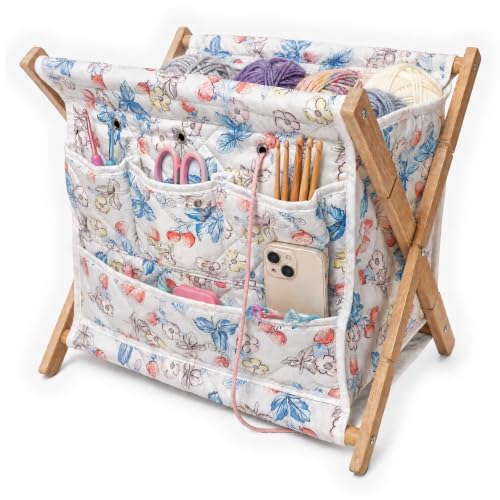 Image of Gkesgm Yarn Storage Organizer for Yarn Skeins,Large Crochet Yarn Holder Case for Carrying Projects, Knitting Needles, Crochet Hooks and Other Accessories