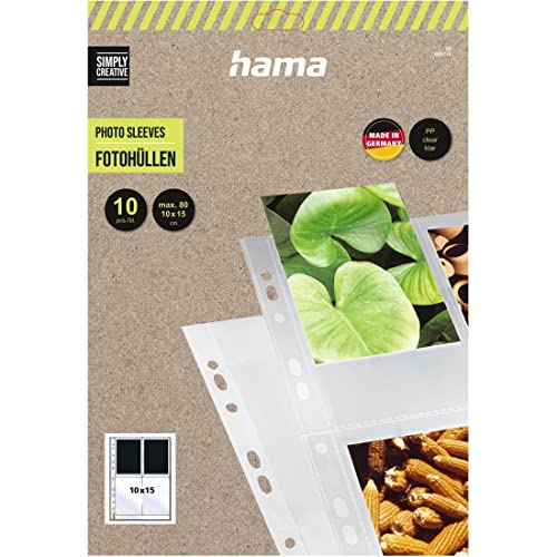 Hama Fotoarchiv, 10 x 15 cm, Weiß, 10 Stück pro Packung mit 2, Polypropylen (PP), Schutz vor Fingerabdrücken, Staub und Beschädigung