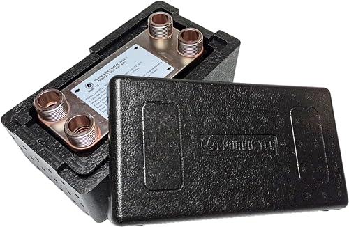 Edelstahl Plattenwärmetauscher Nordic Tec Ba-16-32 mit Isolierung Plattenwärmeübertrager Wärmetauscher 32 Platten 130kW 1”