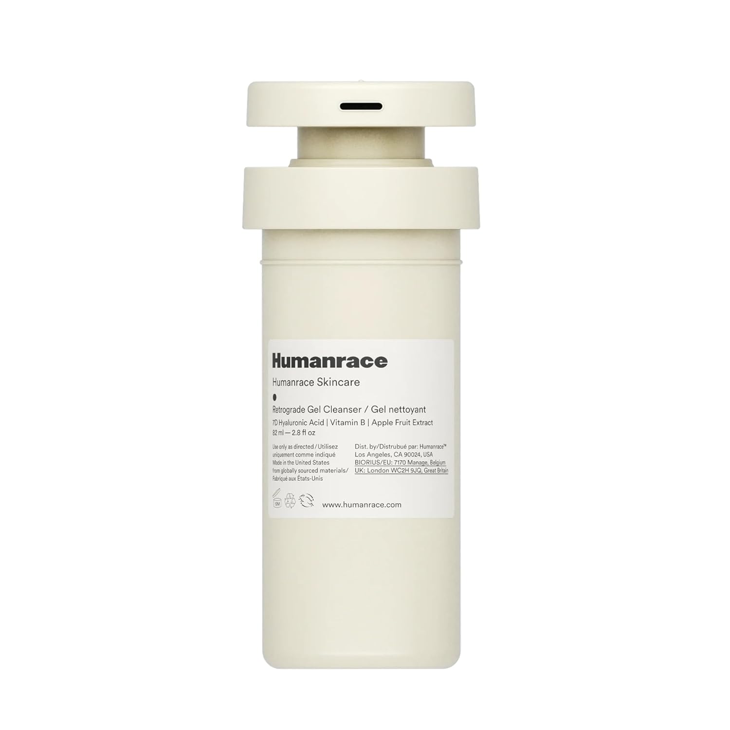 Humanrace 7D Hyaluronic Acid Hydrating Retrograde Gel Cleanser, 2.8 fl oz, Refillable