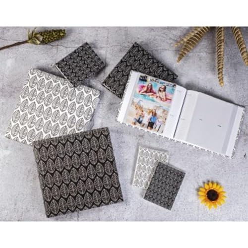 Hama Fotoalbum La Fleur (Jumbo Album mit 100 schwarzen Seiten, f&uuml;r 400 Fotos im Format 10x15, Bl&auml;tter-Muster, 30x30) XXL Fotobuch wei&szlig;