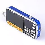 Leting Radios Portable AM with MP3 Speaker, Portable Radio Support TF Card/USB,Rechargeable Battery Powered FM Radio,Mini Radio with Best Reception (BLUE)