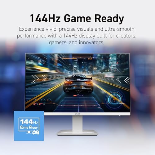 msi PRO MP273QW E14 27-inch IPS 2560 x 1440 (QHD) Computer Monitor, 144Hz,Free-Sync, HDMI, DP Port, VESA Mountable, Tilt, Speaker, 1ms, White — view 3