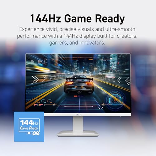 Image of msi PRO MP273QW E14 27-inch IPS 2560 x 1440 (QHD) Computer Monitor, 144Hz,Free-Sync, HDMI, DP Port, VESA Mountable, Tilt, Speaker, 1ms, White