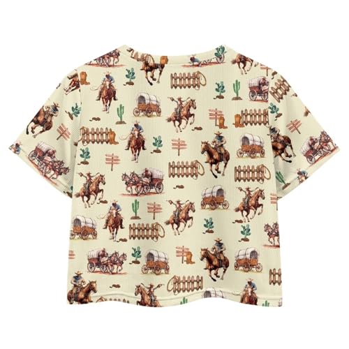 Image of Girls Crop Tees Crew Neck Casual Short Sleeve T Shirts Kids Loose Soft Comfortable Tees Blouses Shirt for Little Girl