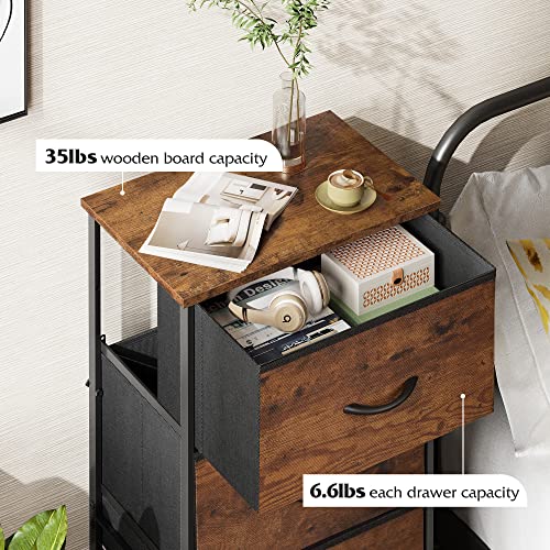 Wlive Dresser With 4 Drawers, Fabric Storage Tower, Organizer Unit For Bedroom, Hallway, Entryway, Closets, Sturdy Steel Frame, Wood Top, Easy Pull Handle, Rustic Brown Wood Grain Print #TOP4