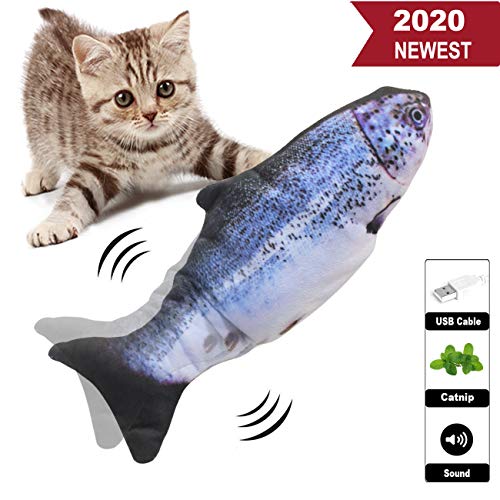 Senneny Electric Moving Fish Cat Toy, Realistic Plush Simulation Electric Wagging Fish Cat