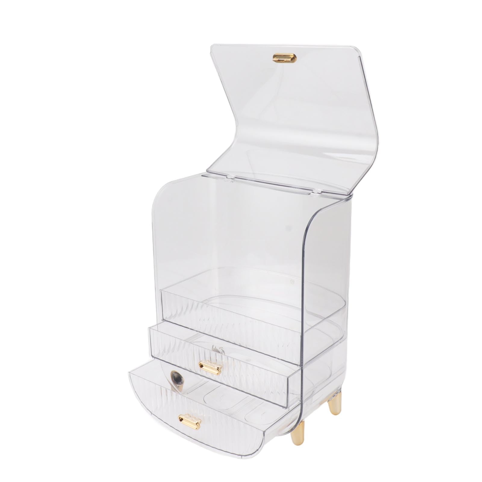 Caja de Almacenamiento de Cosméticos, Organizador de Maquillaje Duradero para el Hogar, Dormitorio, Baño con 3 Capas de Gran Capacidad PET (claro)